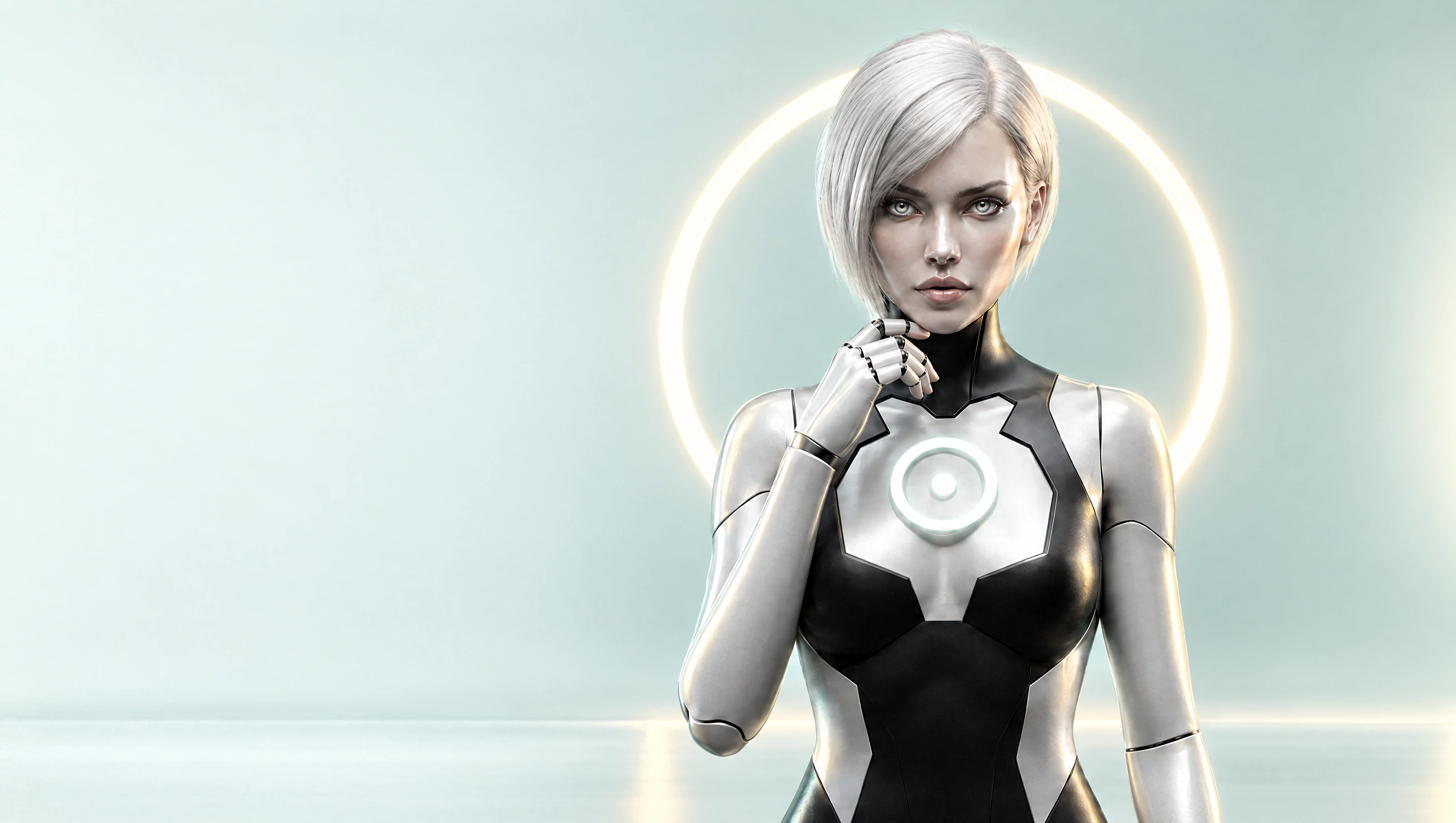 Silver Obsedia humanoid in mint and champagne light